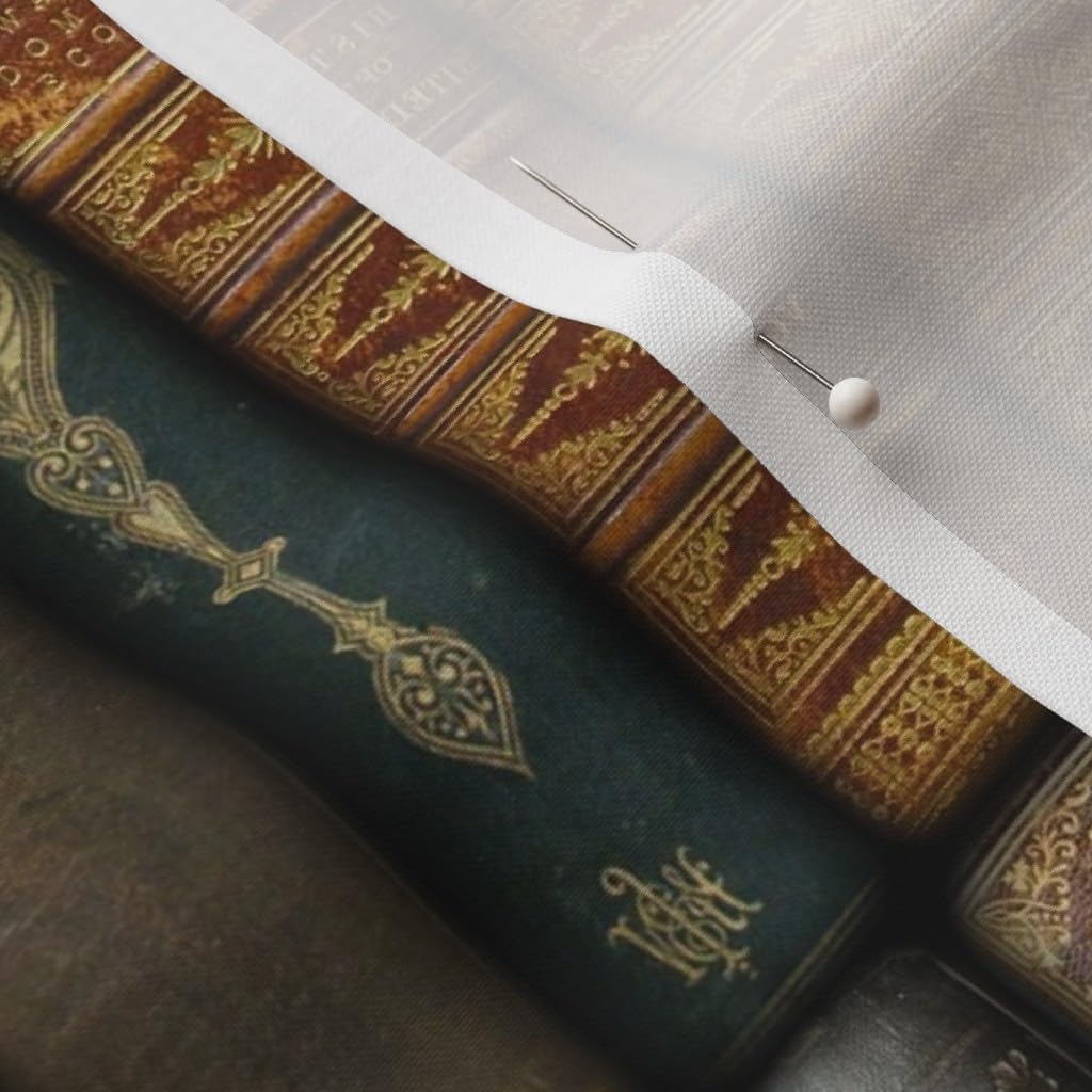 Spoonflower Fabric - Library Small Bookshelves Victorian Vintage Photographic Printed on Petal Signature Cotton Fabric Fat Quarter - Sewing Quilting Apparel Crafts Decor