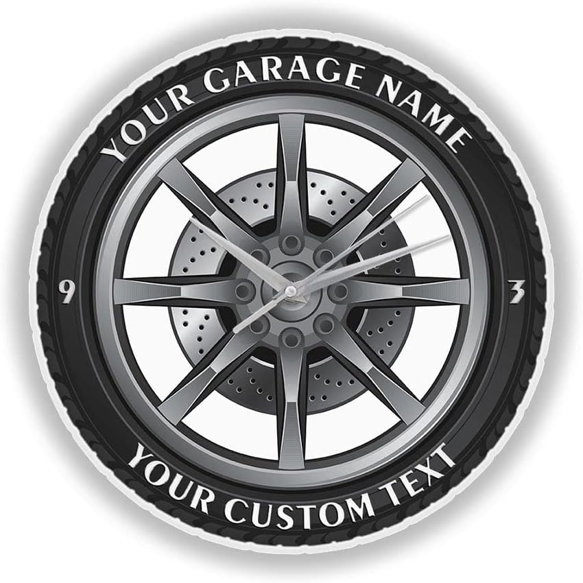 Geek Alerts Car Service Repair Custom Text LED Luminous Wall Clock,Garage Owner Auto Tire Wheel Silent Quartz Watch with 7 Color Changing Light Vintage Cool Mechanic Gift Ideal for Car Workshop