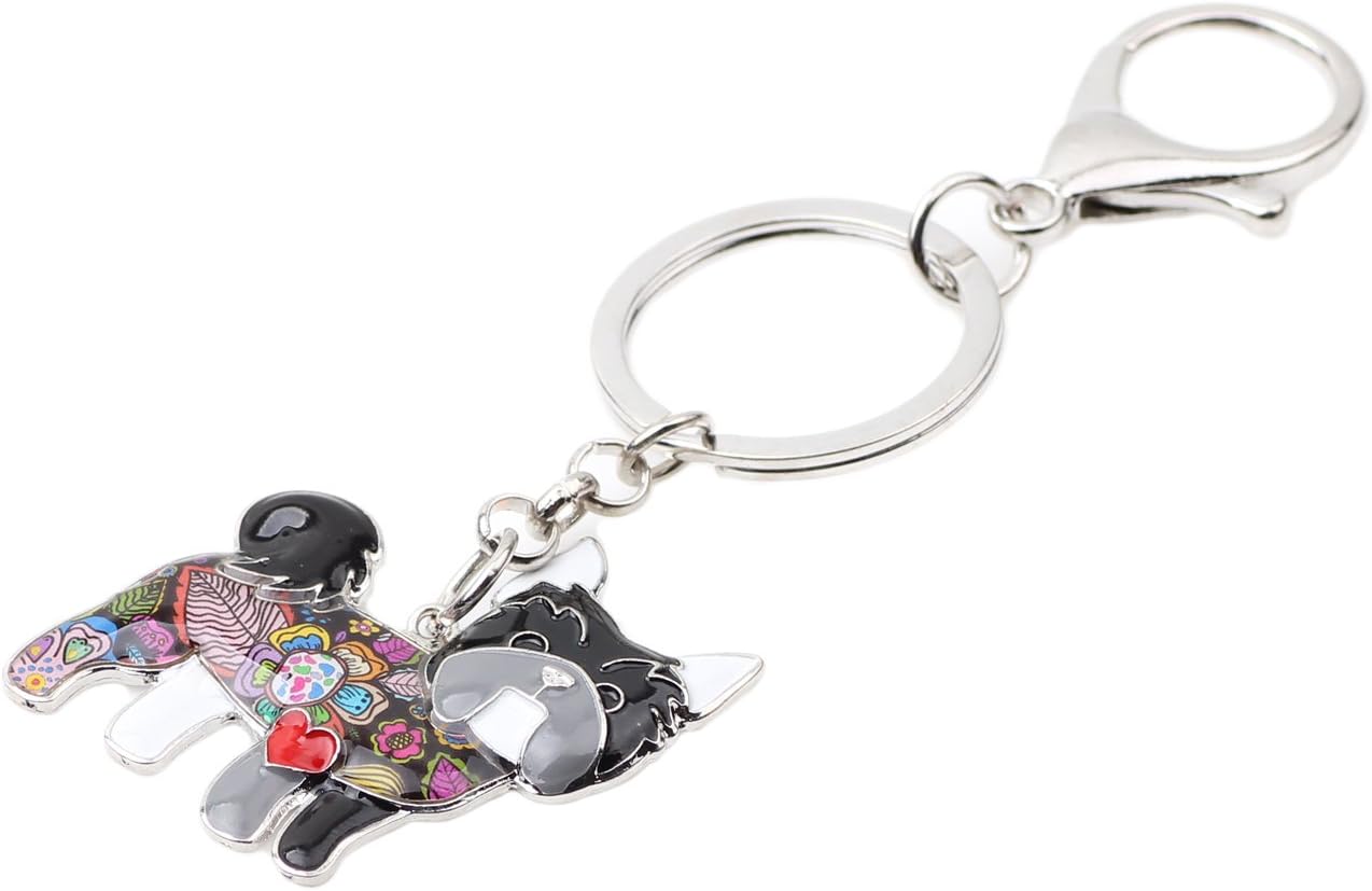 BONSNY Enamel Alloy Yorkie Yorkshire Dog Key Chains For Women Car Purse Handbag Charms Jewelry image 3