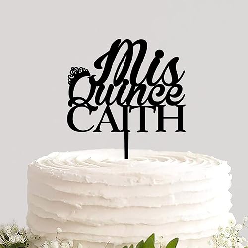 Decoración para pasteles de feliz cumpleaños, nombres personalizados, números de Mis Quince Feliz 15 cumpleaños, decoración para pasteles grabados,