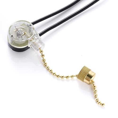 Miniatura 3 de Zing Ear ZE-109 - Juego de 3 interruptores de cadena de tracción para ventilador de techo, interruptor de luz de dos cables, interruptor de cadena