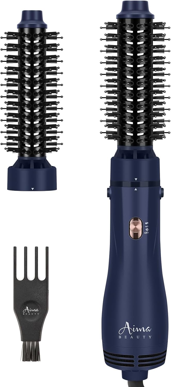 Hair Dryer Brush, Aima Beauty 4-in-1 Upgrade Hot Air Straightener Curler Function for Women, Hair Styling Tools, Prussian Blue-Round