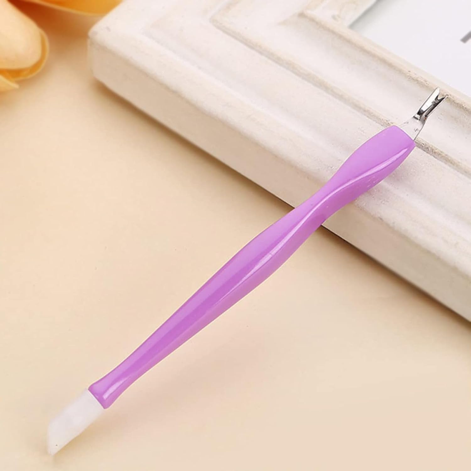 5 Pcs Cuticle Trimmer Pusher Remover, Rubber Tip Gentle on Nail Bed,Manicure Tool for Home and Nail Shop(Purple)