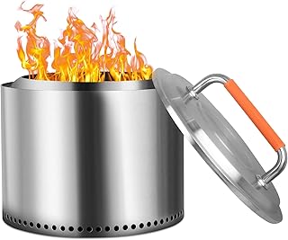 Fire Pit Lid Fit for Solo Stove Bonfire 19.5" Fire Pit, Burly Grill 20 inch Lid 304 Stainless Steel with Heat Resistant Handle for Solo Stove Bonfire Outdoor Fire Pits and Camping Accessories