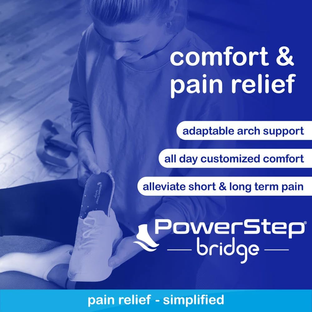 PowerStep Bridge, Flexible Arch Insoles, Comfort Memory Foam Insert, Plantar Fasciitis Pain Relief, Adaptable Arch Support, Neutral Arch, Shoe Inserts, Unisex (Men 6-7.5, Women 7-8.5) - Image 2