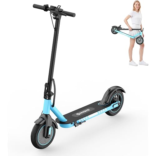 Electric Scooter 350W Motor, 10" Solid Tires, Electric Scooter Adults, Max Speed 19MPH, 21 Miles Long Range, Commuting E Scooter with Dual Brakes, APP Control E-Scooter for Teens