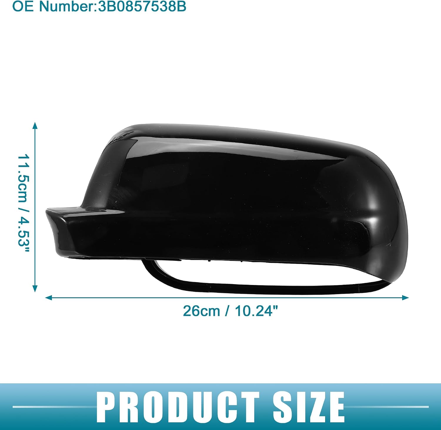 Rearview Mirror Cover Cap NO.3B0857538B Side Door Mirror Cover for Volkswagen Jetta 1998-2004 ABS Plastic Glossy Black 1 Pair