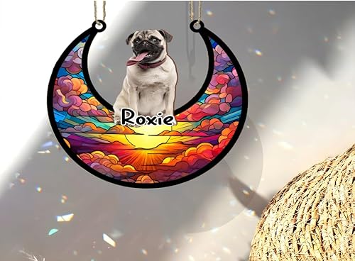 Vista 196 de LOVELYPOD Adorno de Navidad personalizado de perro pastor alemán, atrapasoles conmemorativo, adorno de Navidad de pastor alemán con nombre, pérdida