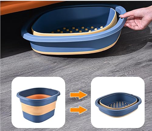 Miniatura 4 de Cuenca de baño de pies plegable, bañera de remojo de pies plegable, lavabo de spa de pies con gránulos de masaje (azul)