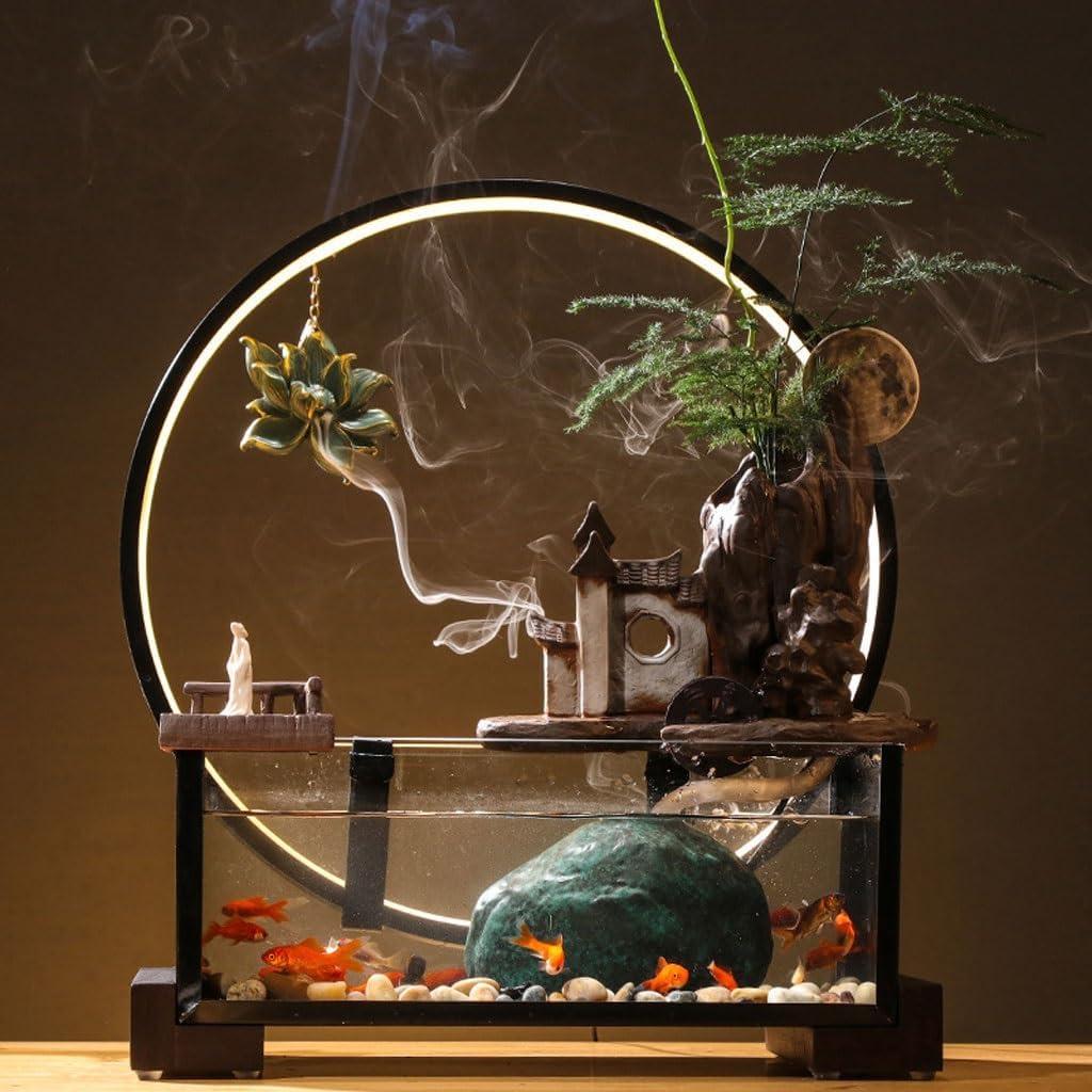 Indoor Fountain Desktop Water Ornaments Living Room Office Home Desktop Decoration Circulating Water Fountain Fish Tank Tabletop Fountain