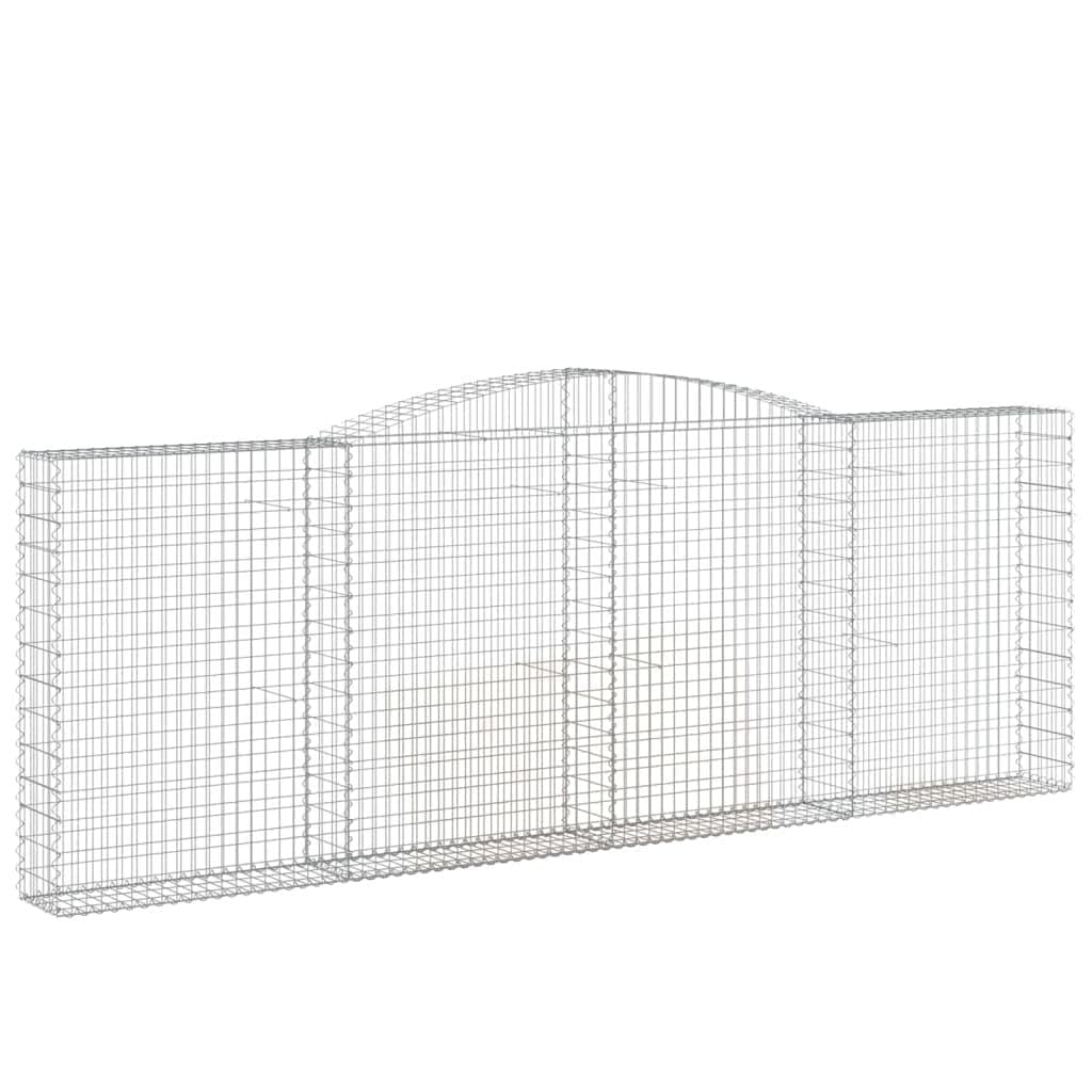 Gaviones de arco alto 4 piezas 400x30x140/160cm de hierro galvanizado para barreras de jardín como protección de visión y decoración de aislamiento acústico