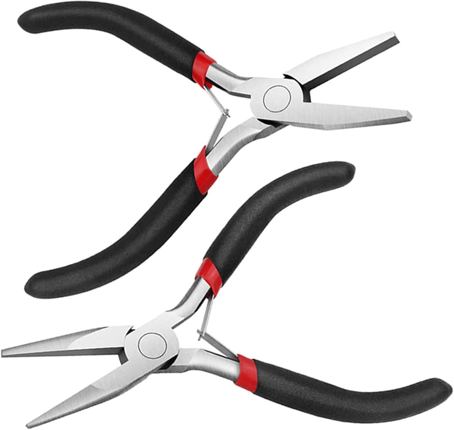 Needle Nose Pliers and Flat Nose Pliers, 5 Inch Small Jewelry Pliers for Jewelry Making, Repair, Wire Cutting, Crafts(2 Pack)