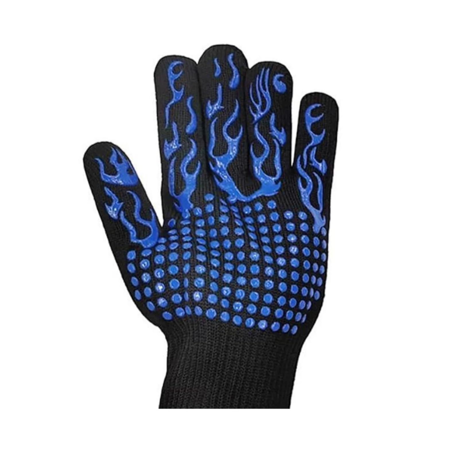 Guanto BBQ, guanto forno cotone silicone, antiscivolo, 300°C-500°C | Guanto singolo in cotone, silicone e tessuto T/C, per BBQ, microonde, forno e uso industriale(25cm blue)