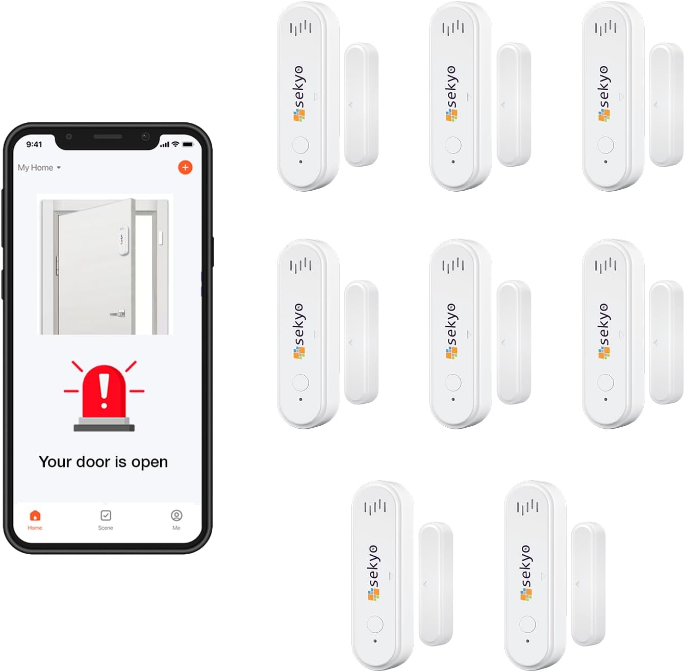 (Pack of 2) Smart WiFi Door/Window Sensor with Siren Alarm for Home| No Hub Required| Free App Alert, Works with Tuya Smart Devices,Compatible with Alexa, Google Home, Siri| WiFi Door Sensor for Home