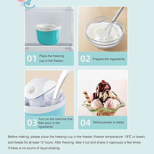 Petite machine à crème glacée personnelle – seulement 15 minutes, mini machine à crème glacée à faire soi-même, machine à dessert à une touche pour portion unique de gelato, yaourt glacé pour cuisine - 7