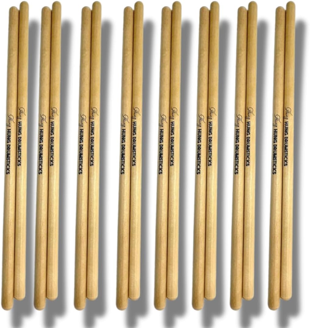 Timbale Drumsticks 1/2-Inch Hickory, 8 Pairs (16 Sticks), 16-Inch Durable for Salsa & Latin Percussion