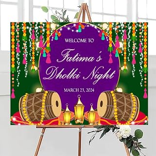 Personalized Dholki Welcome Sign, Custom Indian Traditional Mendhi Ceremony Sign, Indian Muslim Dholki Sign, Sangeet Decors, Indian Dholak Night Sign With Stand Options, Punjabi Dholki Sign#7