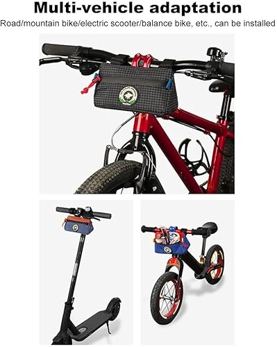 HTU Bike Handlebar Bag Kids Bicycle Front Basket Pack Waterproof Bikes Bag Mountain Bike Small Bicycle Handle Bar Bag for Boys Girls Men Women - Image 4