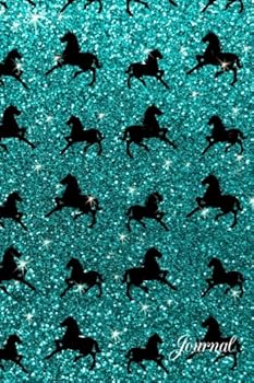 Paperback Journal: Faux turquoise glitter horses notebook Book