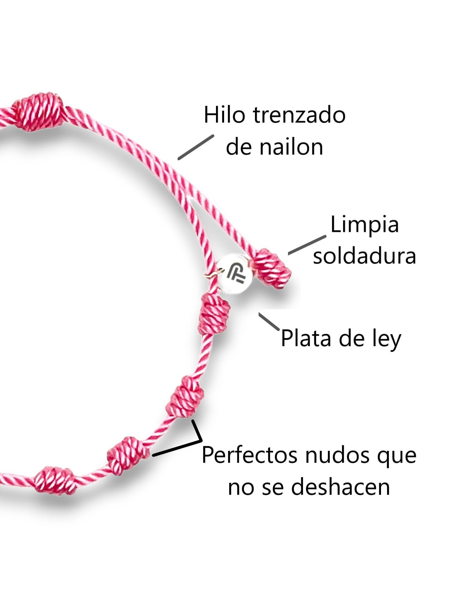 Pulsera siete nudos roja original - Contra el mal de ojo - Hilo rojo protección energía negativa - Amuleto para la buena suerte - Prosperidad familia amigos parejas (8 colores)