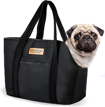 KAMEIOU Pet Dog Purse Carrier Tote Bag for Medium Dogs Travel Soft-Sided Purse Carriers with Pocket Safety Tether Stand Pedal Portable Dog Sling Tote Carrier Purses for Small Medium Dog Doggy Carriers