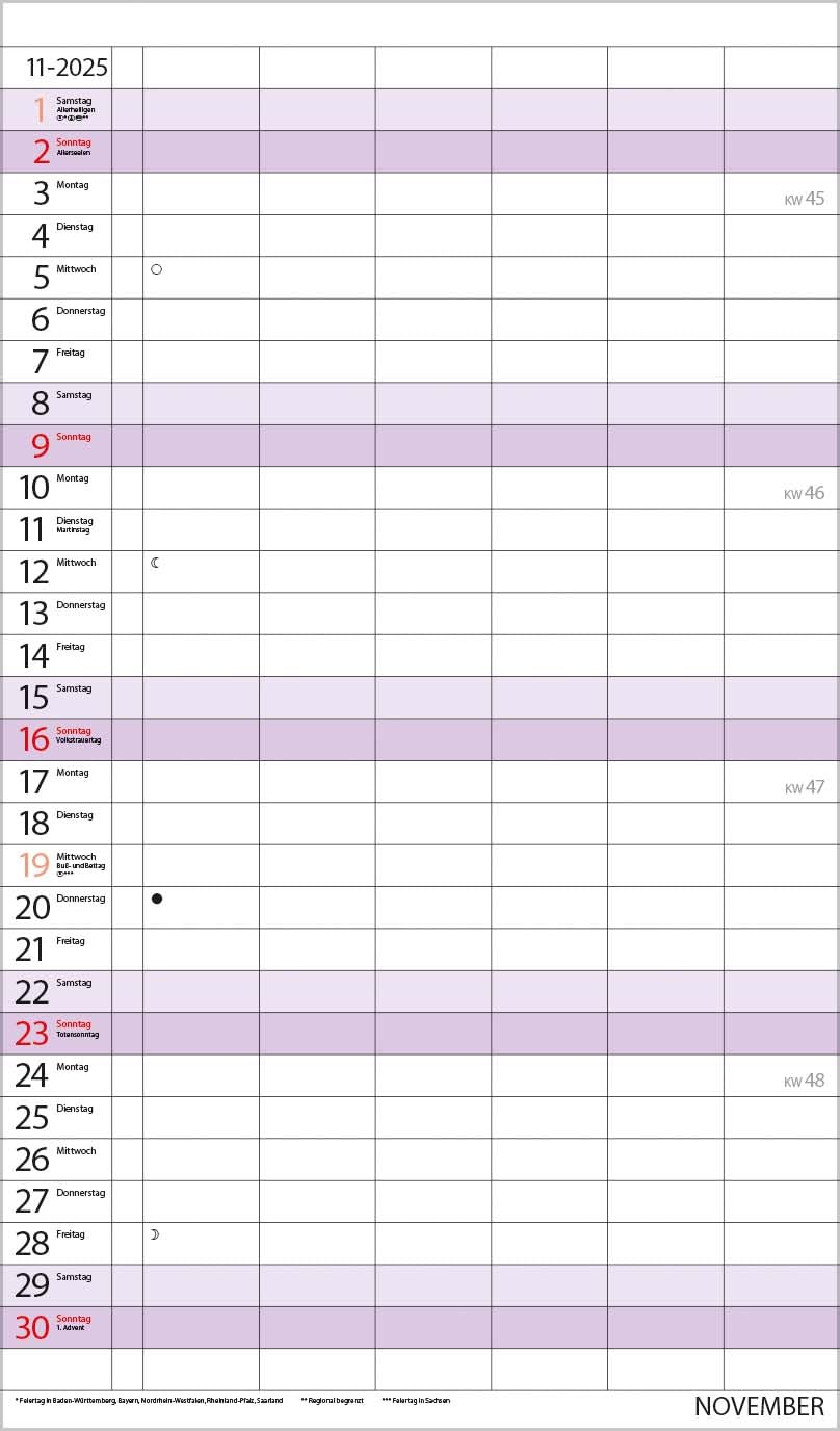 Agenda familiar XL 2025: calendario familiar con 6 columnas anchas. Temporizador familiar de alta calidad con fechas de vacaciones, columna adicional, vista previa hasta marzo de 2026 e información