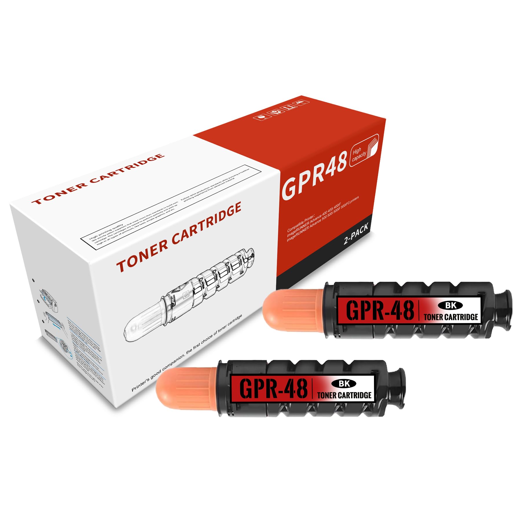 2-Pack Black GPR-48 2788B003AA High Yield Toner Cartridge Compatible for Canon GPR-48 2788B003AA imageRUNNER Advance 400 400i 400iF 500 500i 500iF
