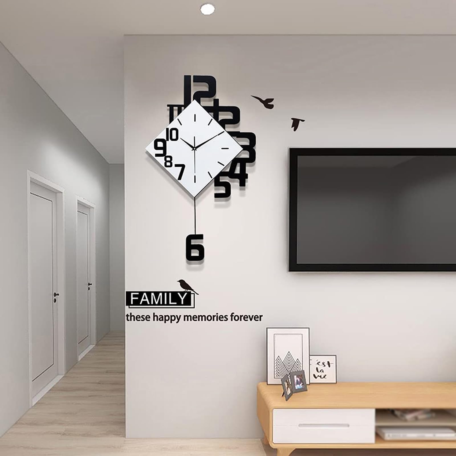 Orologio da Parete, Moderno Creatività Orologio da Parete Decorativo Grande Silenzioso Orologio da Muro Design Moda Art Deco per Soggiorno Cucina Camera da Letto o Ufficio 63x34cm