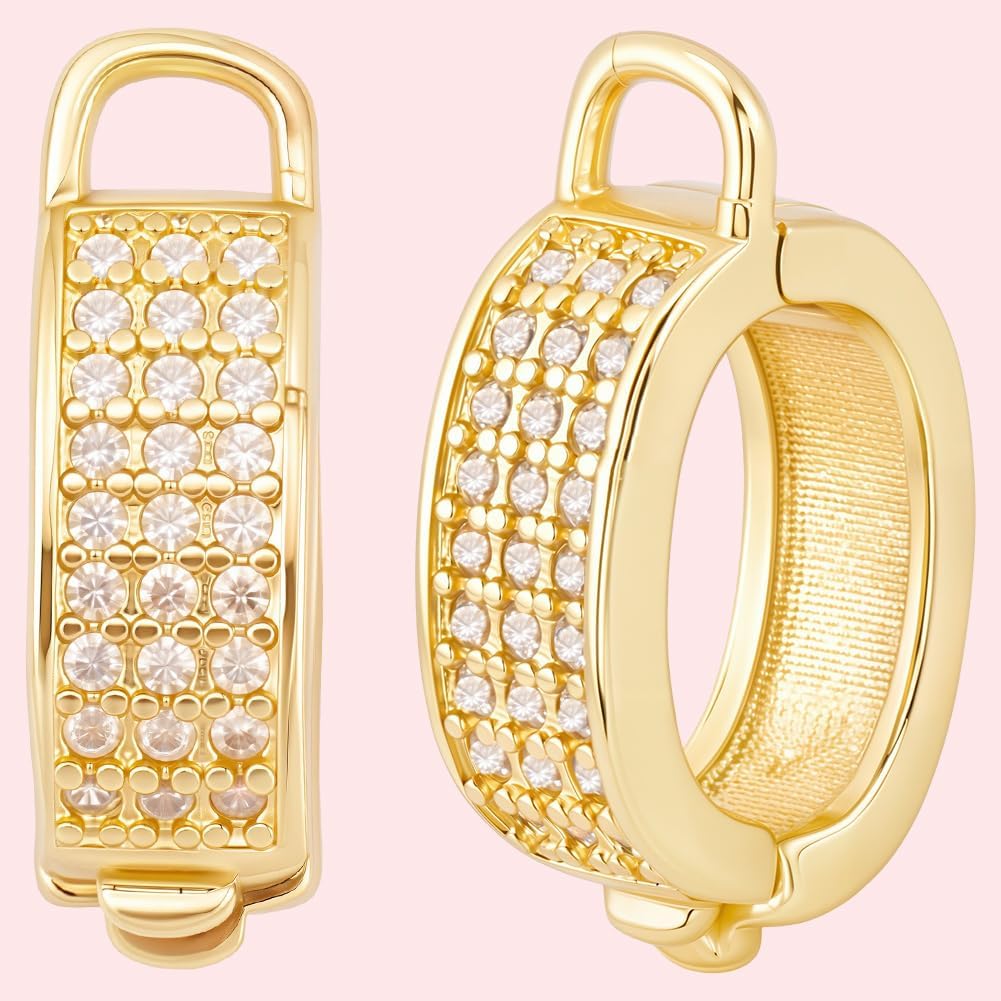 Beebeecraft 1 Box 10Pcs Cubic Zirconia Pendant Bails for Necklaces 18K Gold Plated Pinch Clip Bail Clasp Connector for Pendant Charm Connection
