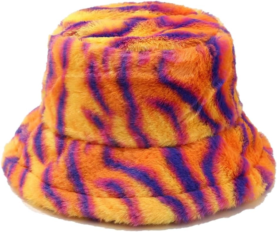 Quanhaigou Winter Faux Fur Bucket Hat,Fuzzy Warm Hat for Women Men, Fluffy Fisherman Cap