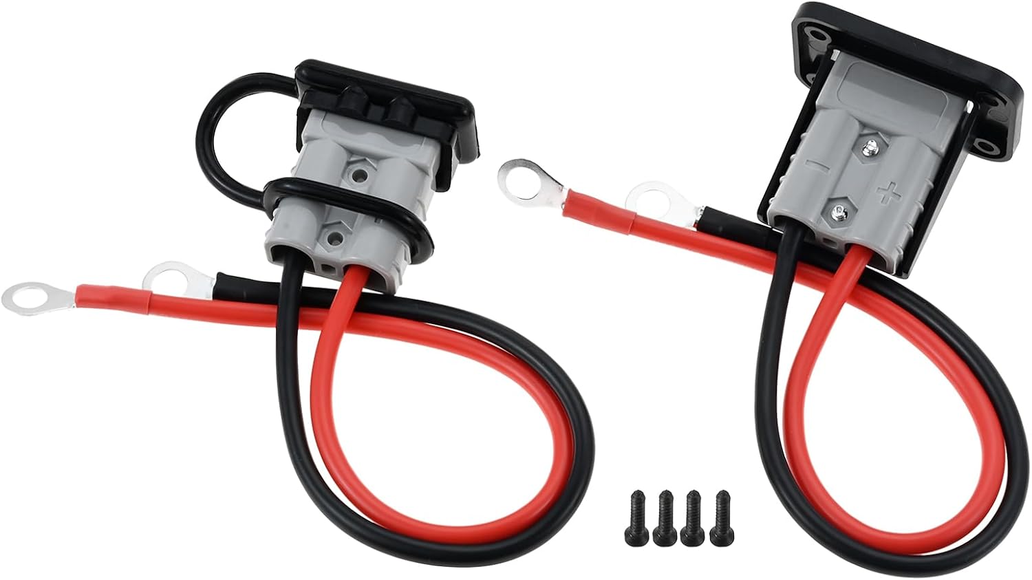 50Amp Battery Quick Disconnect Connector, 10AWG Cable Wire Harness Plug Connector, Battery Cable Connector with 15" Cord for Car RV Truck Winch Trailer (2PCS)