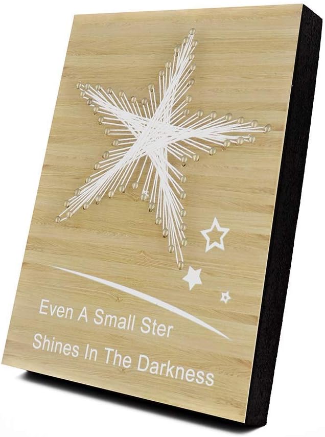 Star DIY Nail String Art Kit 3D Drawing Nails Winding Lines Painting Winding Lines Painting Featuring Novelty Pattern for Home Room Office Decoration(Wooden Color) : Everything Else