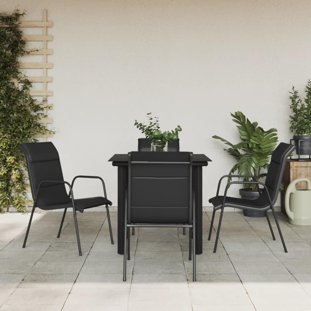 vidaXL 5 Piece Steel Garden Dining Set in Black/Anthracite