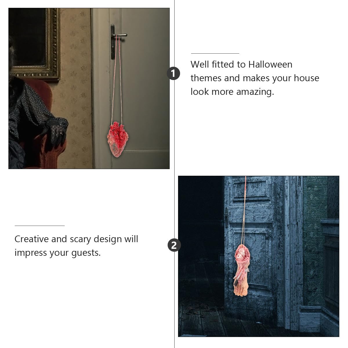 Uonlytech 2 Stück Halloween Deko Simulierte Menschliche Organe Anhänger Gruselige Halloween Requisiten zum Hängen Spukhaus Scherzartikel für Party und Raumdekoration