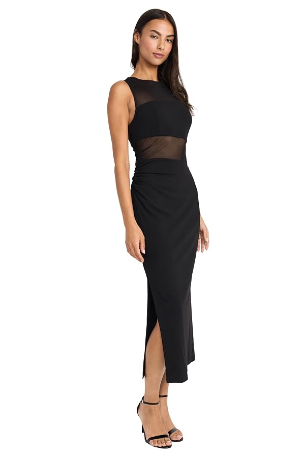 Donna Morgan Women's Dresses Women's Sleeveless Mesh Panel Maxi Gown - Fitted Silhouette with Side Slit - Elegant Formal Dress, Black, 6 by Donna Morgan - Used condition - Image 2