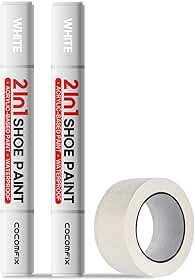 cocomfix Marcador de tinta branco para sapato (pacote com 2)