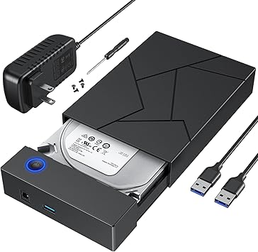 Hard Drive Enclosure 3.5, FEMORO USB 3.0 Internal SATA HDD Case with 12V 2A DC Power Adapter for Internal 3.5 inch HDD Reader, up to 20TB, Support UASP