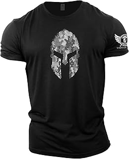 Spartan Helmet Hex Camo - Spartan Gym T-Shirt for Men Bodybuilding Weighlifting Strongman Training Top Active Wear Spartan Forged