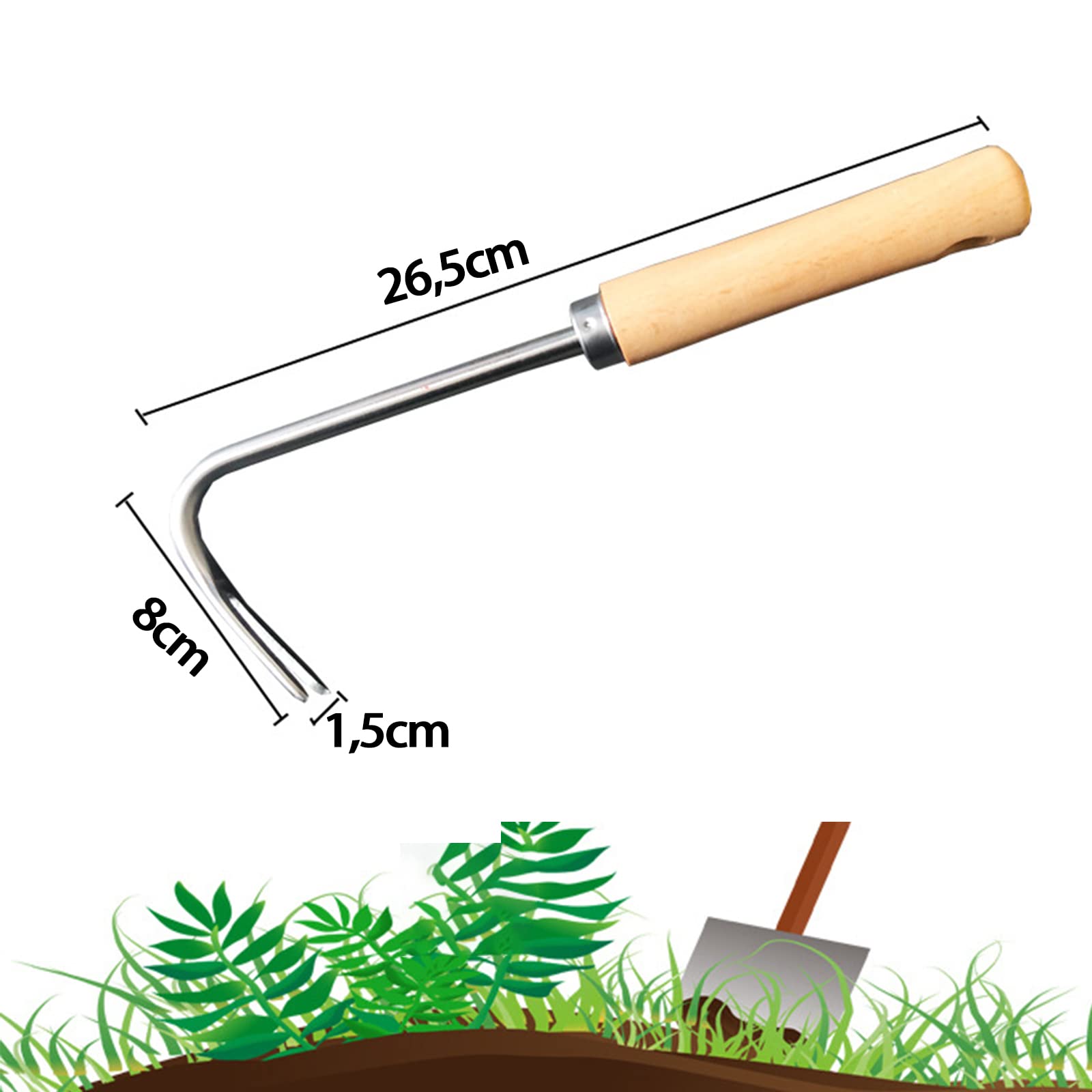 Outil Désherbeur Manuel Ergonomique Acier Inoxydable - Arrache Mauvaises Herbes + Ameublisseur Sol