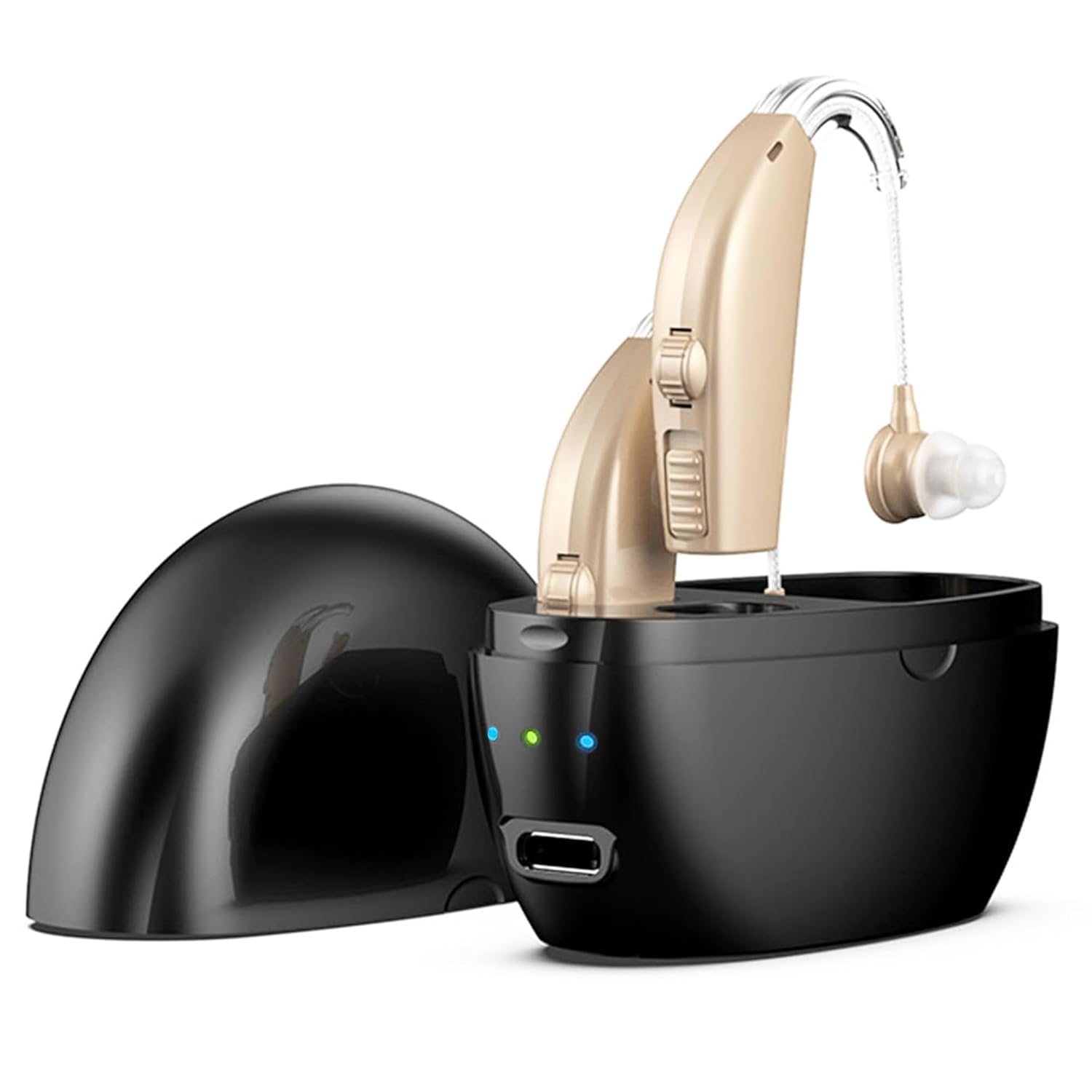 Hearing Aids, Rechargeable Hearing Aids for Seniors, Portable Hearing Amplifiers with Noise Cancelling and Volume Control, Digital Hearing Assist Devices with Charging Box