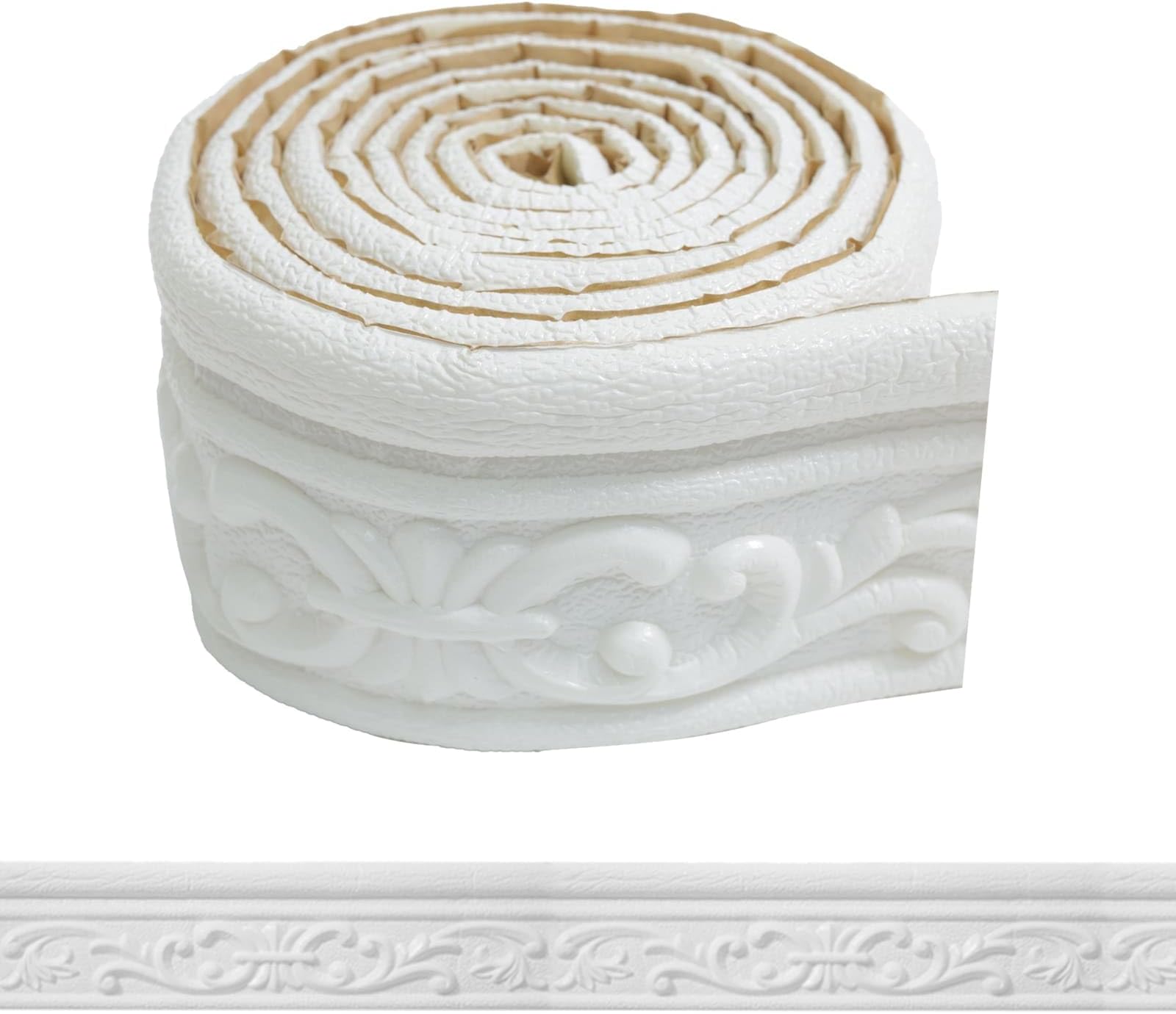 180"x 3.1" Crown Molding Peel and Stick, Flexible Wallpaper Border Wall Trim Border, Self Adhesive Mirror Moulding Frame Lines, 3D Edging Foam Ceiling Baseboard, White…