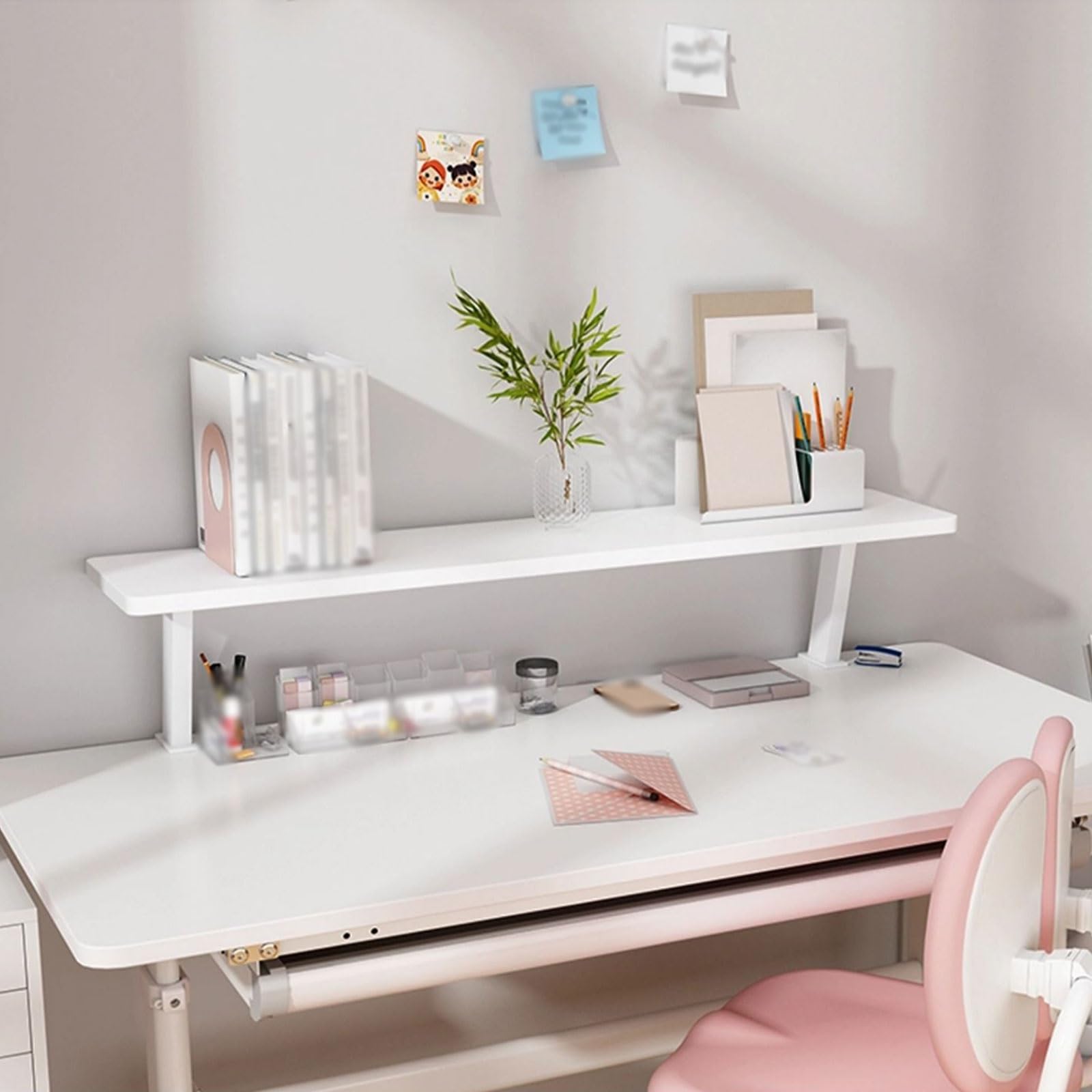 Organizer da scrivania a più livelli a forma di U, elegante bianco da 120 cm, per casa, ufficio e dormitorio, ottimizza lo spazio e mantiene il tuo spazio di lavoro pulito