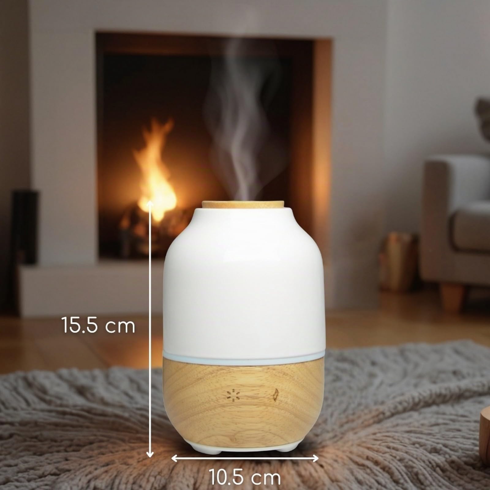 Zen'Arôme - Difusor ultrasónico de aceites esenciales Purisia (hasta 40 m²) - Difusión en frío para aromaterapia - Modo continuo o alternado - Iluminación multifunción - Cerámica y madera