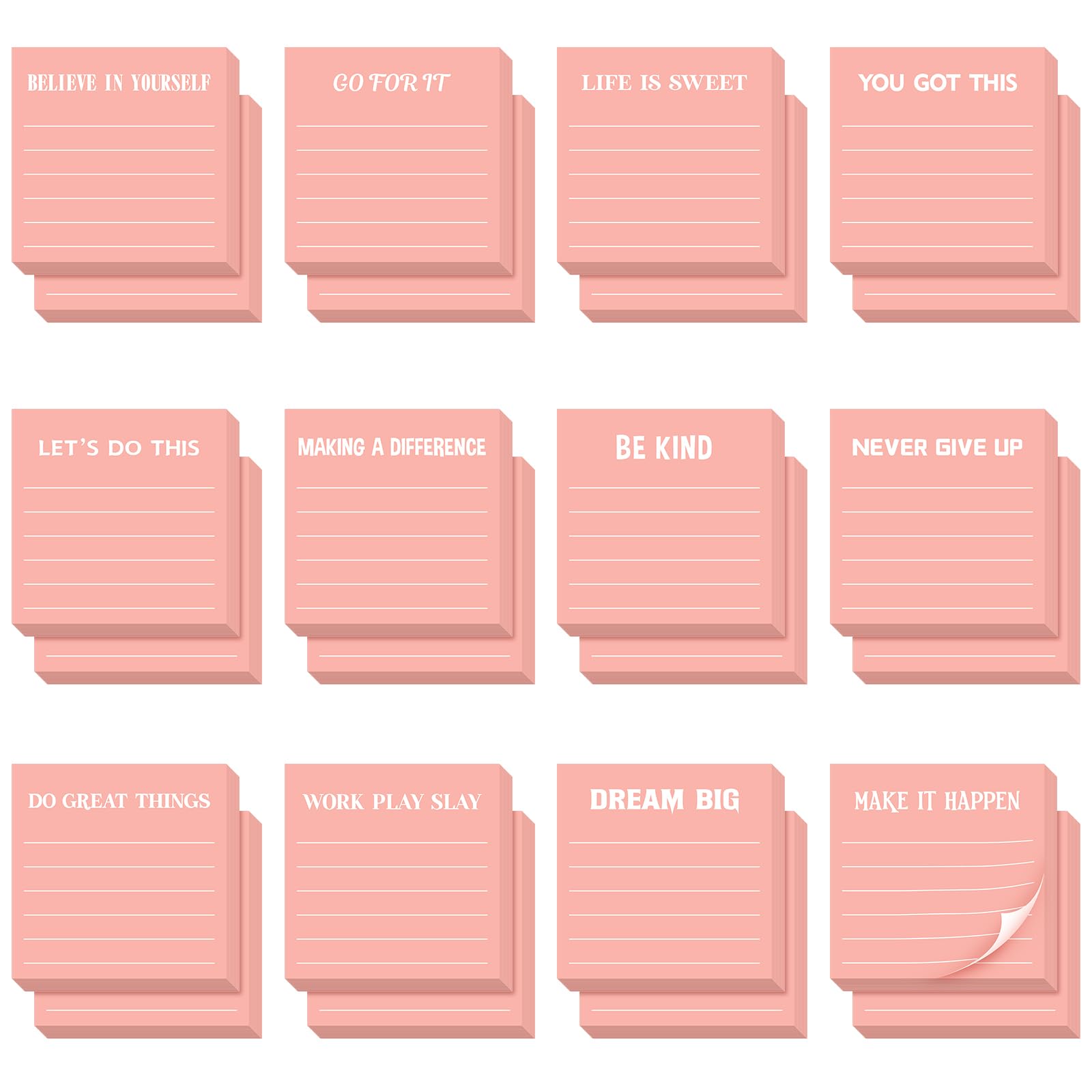 Yinder 24 Pcs Inspirational Sticky Notes Thank You Gift Motivational Sticky Note Pad Employee Appreciation Week Gift Bulk for Coworker Teacher Nurse