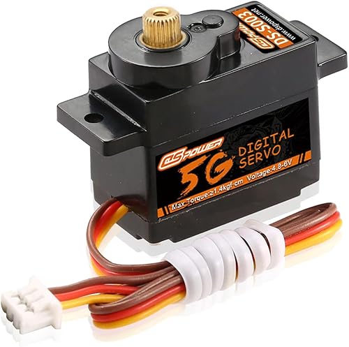 Miniatura 6 de DSPOWER Servos micro digitales de 0.18 oz, mini servo, engranajes de metal, servos de motor sin núcleo para 128 RC coche, avión, robot de ala fija
