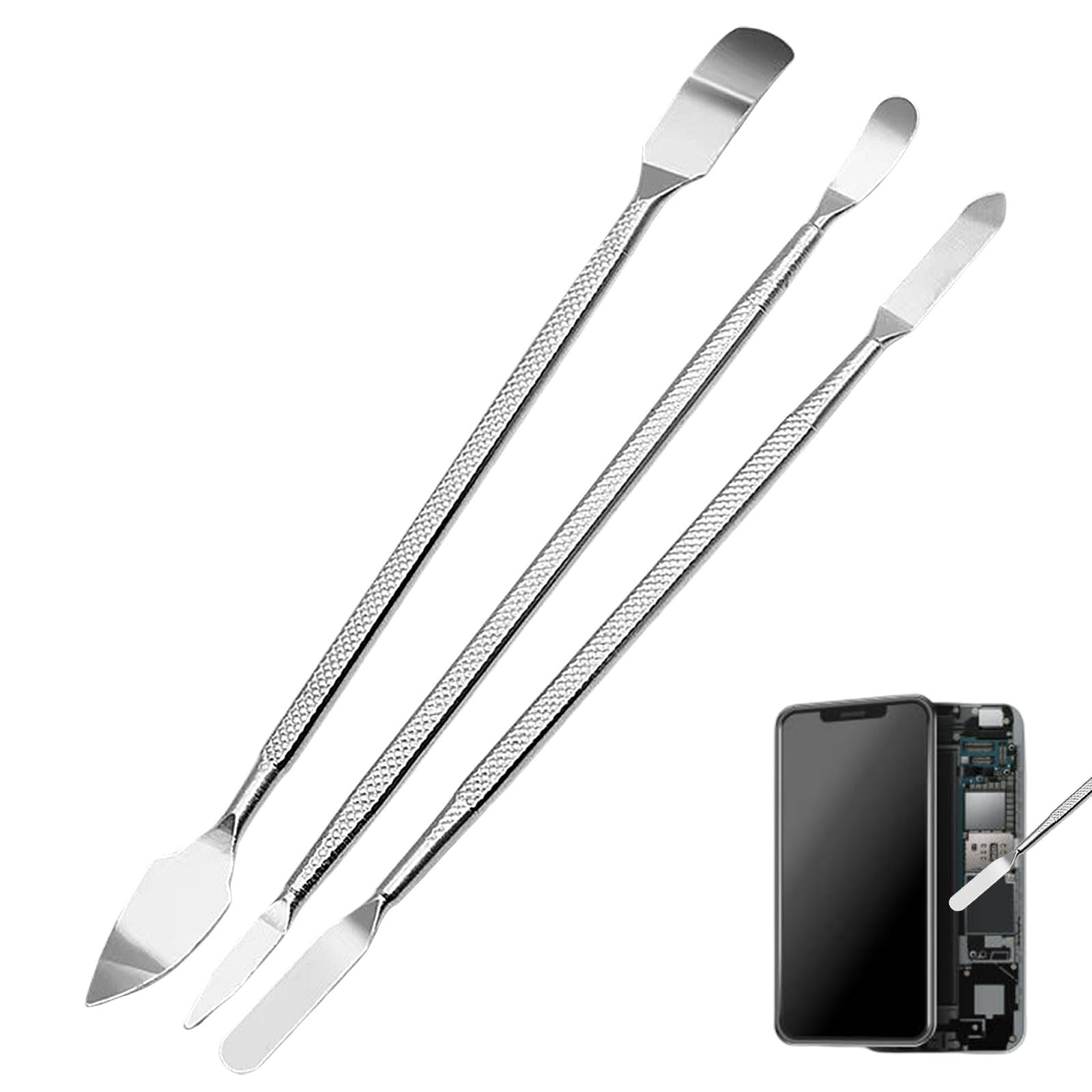 3 Pack Metal Spudger Tool Set Professional Pry Bar for Smartphone Tablet iPad Laptop Screen Opening Repair Kit