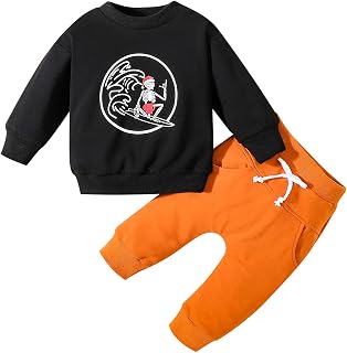 Christmas Outfits Set for Kids Xmas Toddler Baby Boy Girl Christmas Clothes Crewneck Sweatshirt Pullover Long