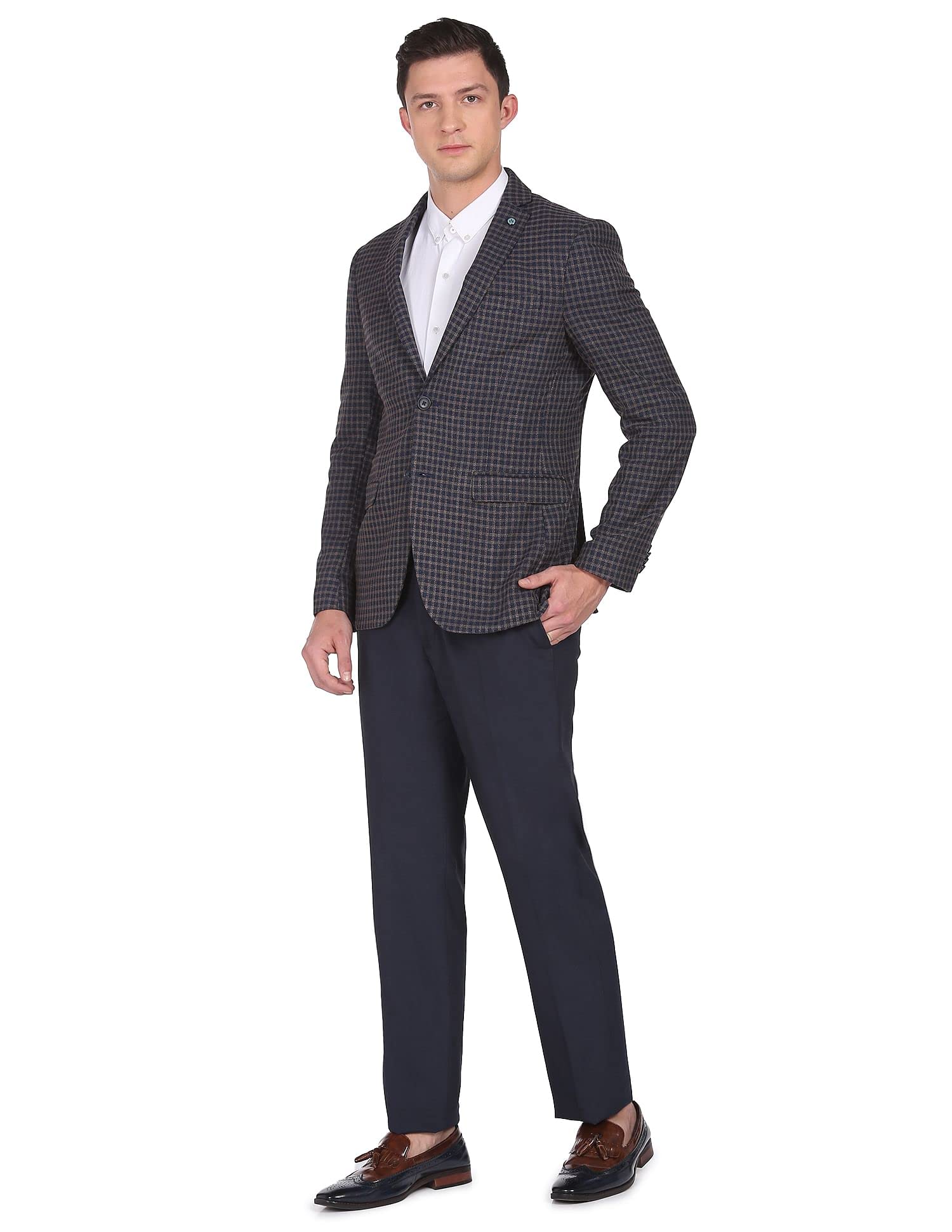 arrow Men's Light Blue Printed Blazer Regular Fit-picture-14