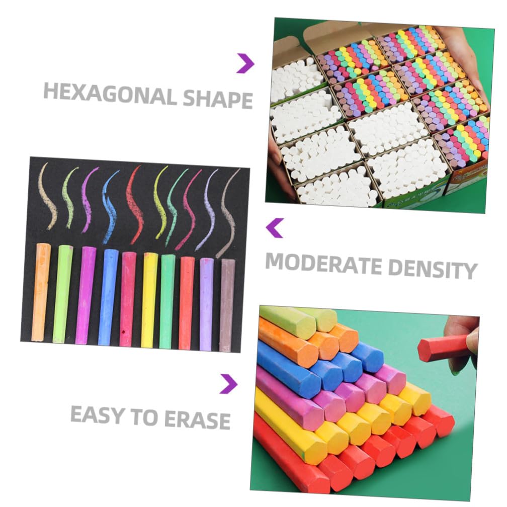 FOMIYES de Craies Hexagonales Colorées sans Poussière Écriture Lisse et Effaçage Facile 3 Boîtes pour Tableau Noir Adaptées pour École et Usage Intérieur