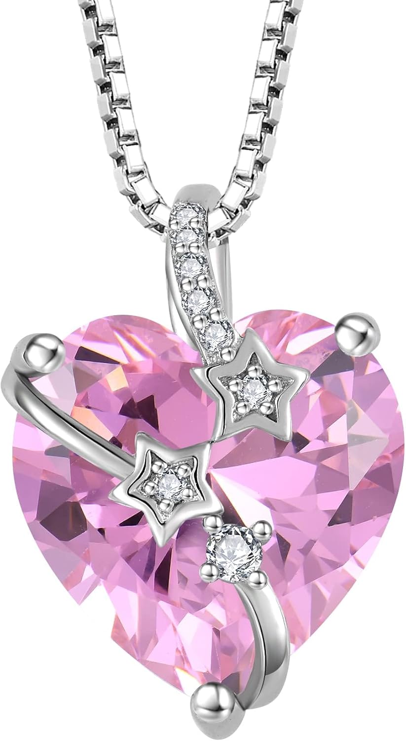 Zilveren layering ketting hart zirkonia | -NL